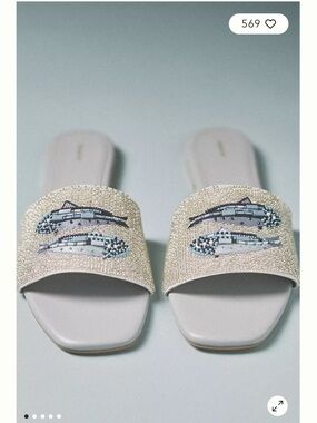 NWOT Anthropologie (39) Maeve Fiona Beaded Slide Sandals